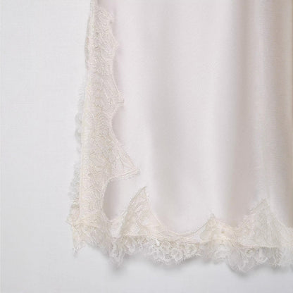 V-neck sleeveless lace up suspender white dress for women