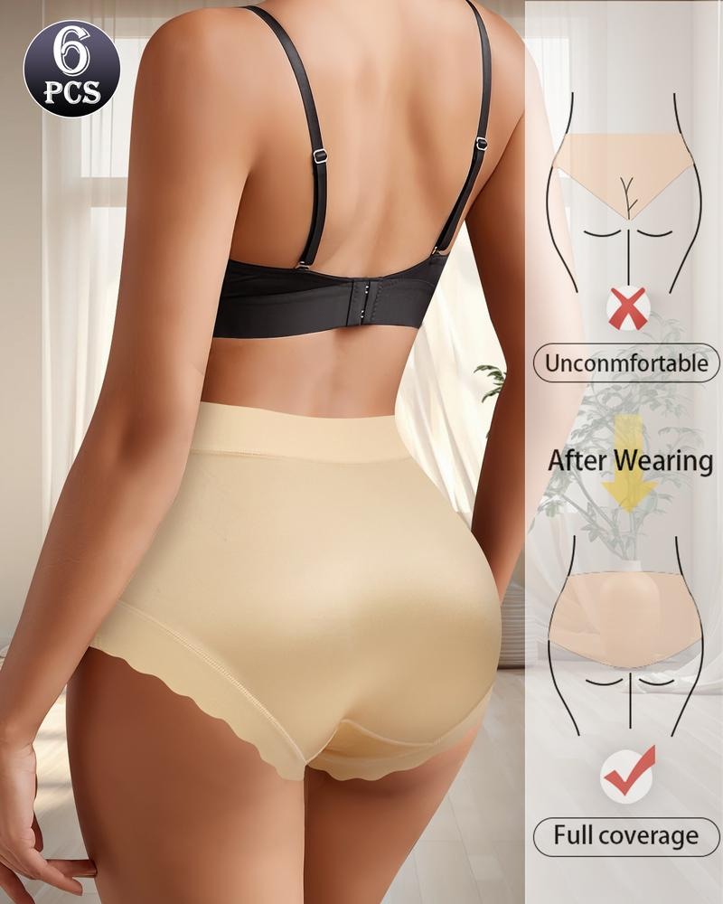 Silky High-Waist Smooth Briefs With Scalloped Edges (6 pack)