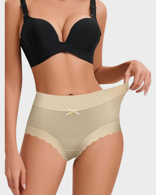 Silky High-Waist Smooth Briefs With Scalloped Edges (6 pack)